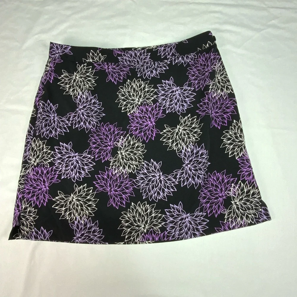 EP Pro Black and Purple Floral A-Line Skort Size 14 Golf Tennis Pickleball - Picture 2 of 10